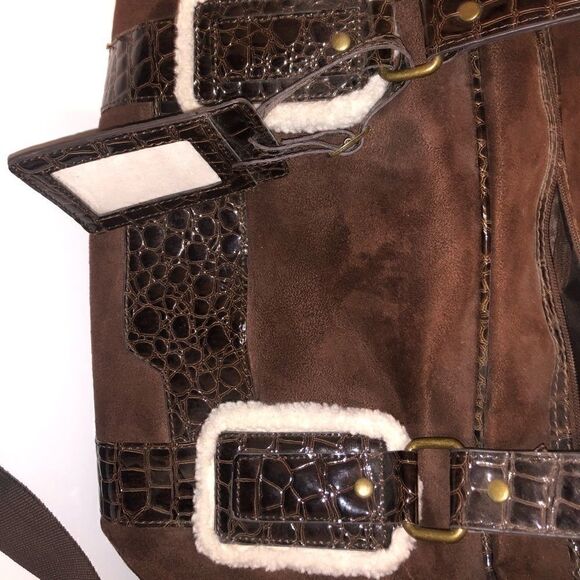 Weekend getaway bag chocolate brown with fur - Picture 2 of 3